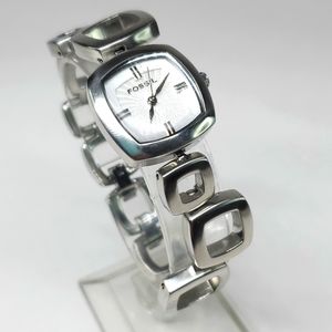 Fossil Watch ES1869 Silver Contemporary All Stainless Steel Watch EUC